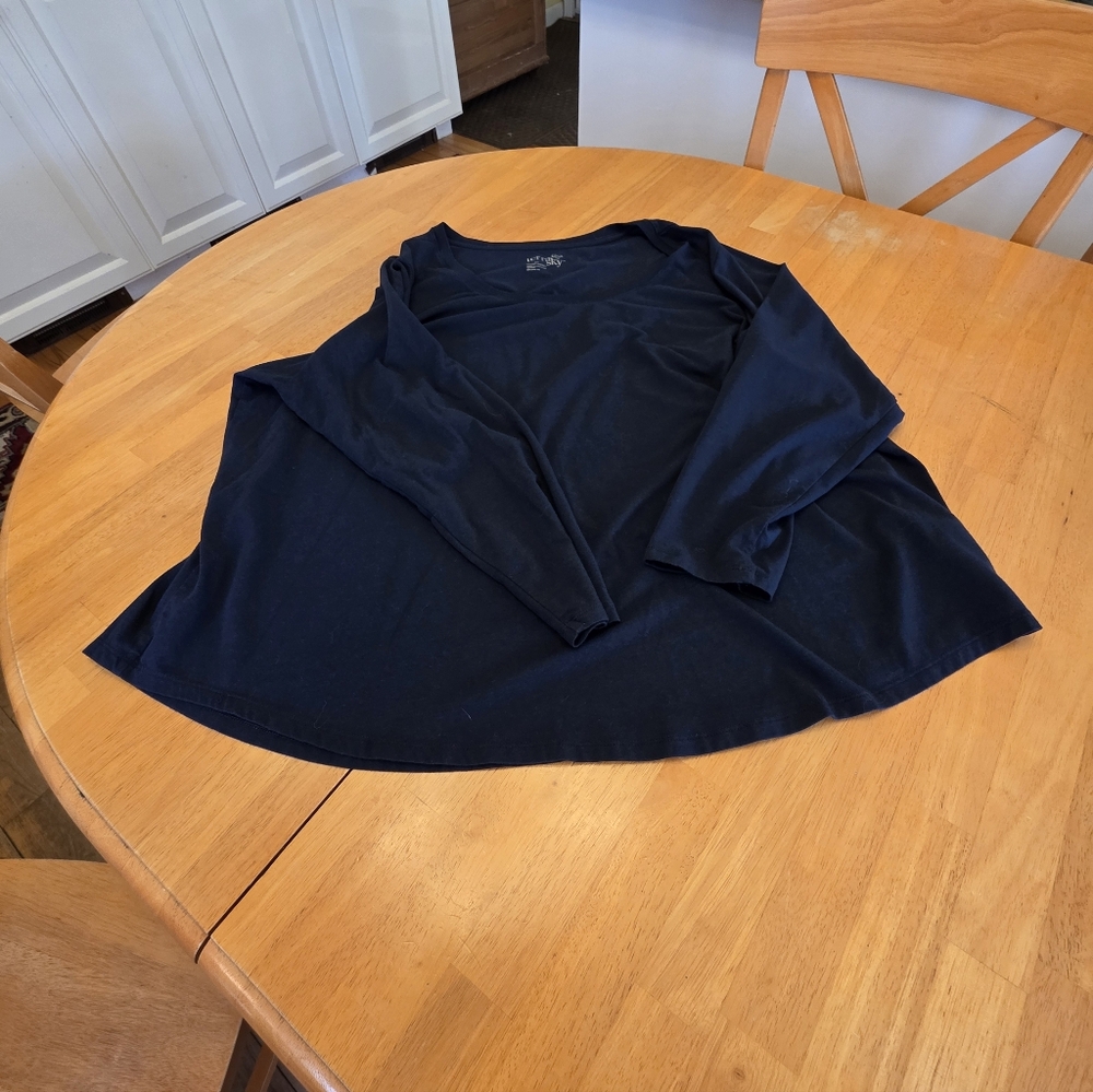 Womens Navy Blue Long Sleeve Top